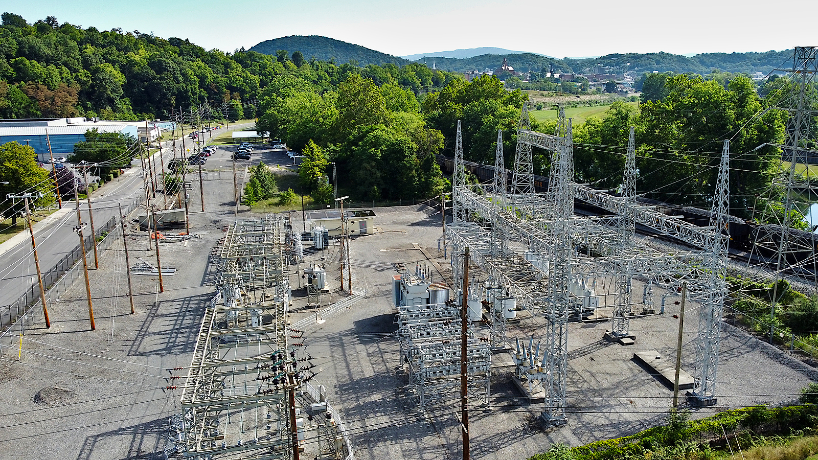 A small outdoor electrical substation.