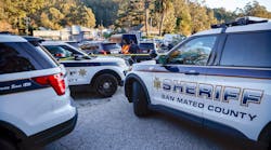 Law enforcement, including the San Mateo County Sheriff&rsquo;s department, investigate a shooting off of Highway 92 in Half Moon Bay, Calif., on Monday, Jan. 23, 2023. (Nhat V. Meyer/Bay Area News Group)