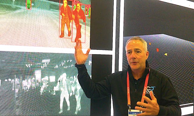 Owl AI CEO Chuck Gershman demos the company&apos;s high-resolution thermal imager.