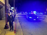 Police at the scene of a shooting at Monterey Park, California, on Saturday night, Jan. 21, 2023.