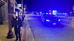 Police at the scene of a shooting at Monterey Park, California, on Saturday night, Jan. 21, 2023.