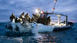 Sailors assigned to Explosive Ordnance Disposal Group 2 recover a high-altitude surveillance balloon off the coast of Myrtle Beach, S.C. on Feb. 5, 2023. Sailors assigned to Explosive Ordnance Disposal Group 2 recover a high-altitude surveillance balloon off the coast of Myrtle Beach, S.C. on Feb. 5, 2023.
