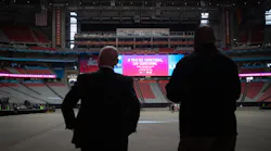 Secretary of Homeland Security Alejandro N. Mayorkas inspects security operations on Feb. 6 ahead of Super Bowl LVII in Glendale, Ariz.