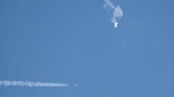 Debris falling from the sky after a Chinese spy balloon was shot down by an F22 military fighter jet over Surfside Beach, South Carolina, Saturday, Feb. 4, 2023.