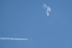 Debris falling from the sky after a Chinese spy balloon was shot down by an F22 military fighter jet over Surfside Beach, South Carolina, Saturday, Feb. 4, 2023. Debris falling from the sky after a Chinese spy balloon was shot down by an F22 military fighter jet over Surfside Beach, South Carolina, Saturday, Feb. 4, 2023.