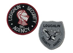Here are two variations of the Loughlin Security patches worn by the original protective services company, founded by James Dunbar in 1960.