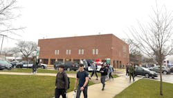 The scene outside Highland Park High School after it was put on lockdown in connection with reports of a student with a gun on April 4, 2023. The scene outside Highland Park High School after it was put on lockdown in connection with reports of a student with a gun on April 4, 2023.