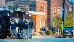 The FBI investigates after an active shooter situation at Tree of Life Congregation on Saturday, Oct. 27, 2018, in Squirrel Hill. Eleven people were killed, along with multiple injuries. (Andrew Stein/Pittsburgh Post-Gazette/TNS)