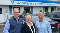 Vanguard Fire &amp; Security Systems&apos; COO Rick Knipp and President Diane Thomas meet with Pye-Barker Fire &amp; Safety&apos;s Vice President of Business Development Chuck Reimel.
