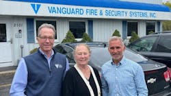 Vanguard Fire & Security Systems' COO Rick Knipp and President Diane Thomas meet with Pye-Barker Fire & Safety's Vice President of Business Development Chuck Reimel. Vanguard Fire & Security Systems' COO Rick Knipp and President Diane Thomas meet with Pye-Barker Fire & Safety's Vice President of Business Development Chuck Reimel.