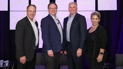 PSA CEO Matt Barnette moderated the annual State of the Integrator panel, which included (from left) Jamie Vos, Ryan Kaltenbaugh and Dee Ann Harn. PSA CEO Matt Barnette moderated the annual State of the Integrator panel, which included (from left) Jamie Vos, Ryan Kaltenbaugh and Dee Ann Harn.
