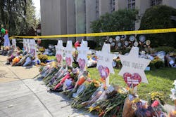 The Tree of Life synagogue in Pittsburgh's Squirrel Hill neighborhood after a shooting in October 2018. The Tree of Life synagogue in Pittsburgh's Squirrel Hill neighborhood after a shooting in October 2018.