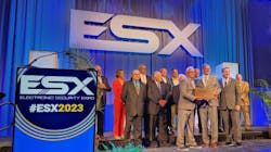 Honored as the ESA’s Morris F. Weinstock Person of the Year, Jamie Vos is joined by previous Weinstock winners on stage at ESX. Honored as the ESA’s Morris F. Weinstock Person of the Year, Jamie Vos is joined by previous Weinstock winners on stage at ESX.