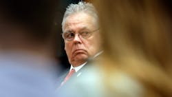 Former Marjory Stoneman Douglas High School School Resource Officer Scot Peterson is shown at the defense table on the first full day of jury deliberations in his trial at the Broward County Courthouse in Fort Lauderdale on Tuesday, June 27, 2023. Former Marjory Stoneman Douglas High School School Resource Officer Scot Peterson is shown at the defense table on the first full day of jury deliberations in his trial at the Broward County Courthouse in Fort Lauderdale on Tuesday, June 27, 2023.