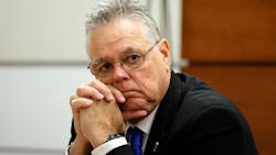 Former Marjory Stoneman Douglas High School School Resource Officer Scot Peterson at the defense table during closing arguments in his trial at the Broward County Courthouse in Fort Lauderdale, Fla. on Monday. Former Marjory Stoneman Douglas High School School Resource Officer Scot Peterson at the defense table during closing arguments in his trial at the Broward County Courthouse in Fort Lauderdale, Fla. on Monday.