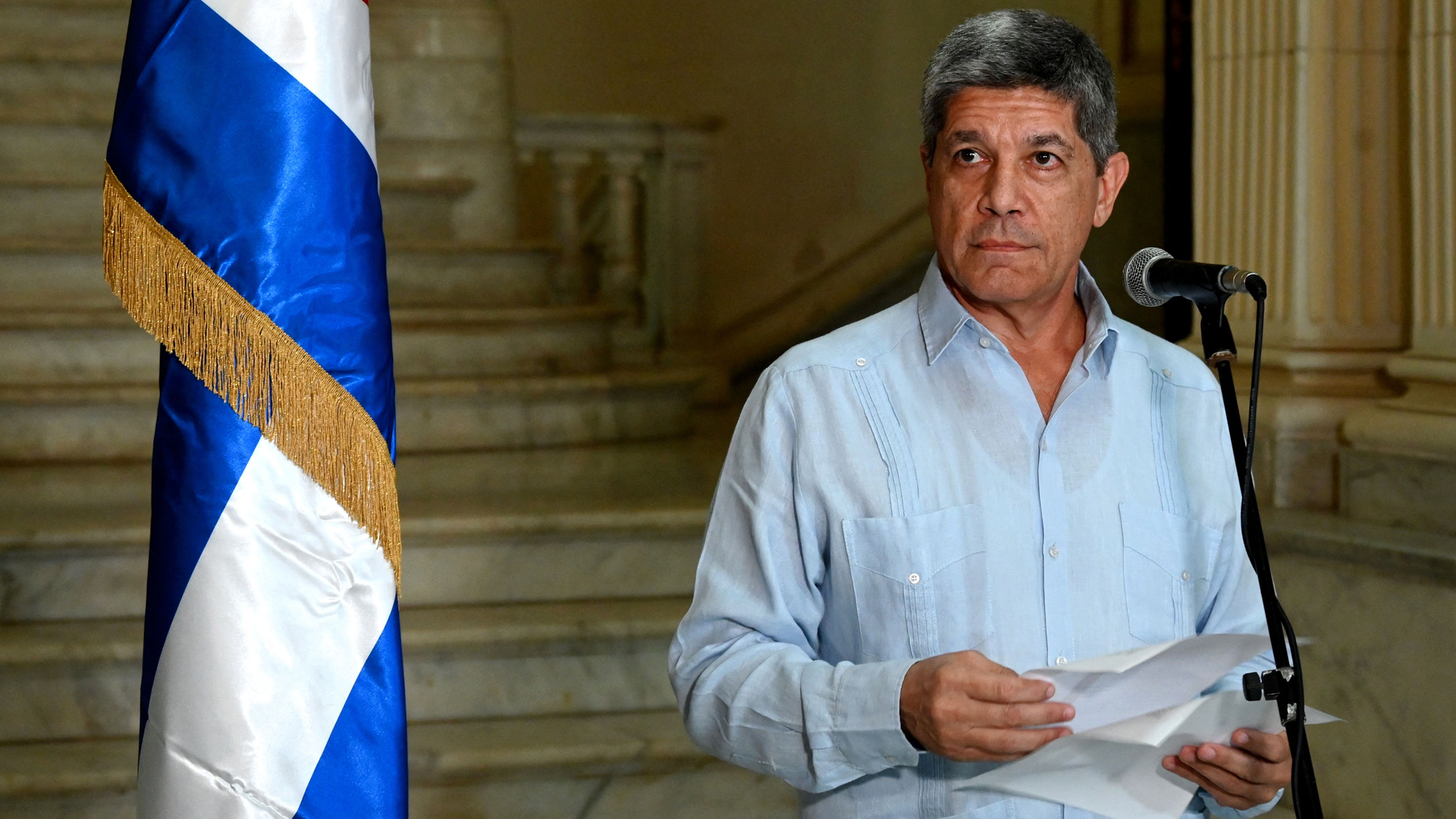 Cuban Foreign Vice Minister Carlos Fernandez de Cossio speaks during a news conference at the Ministry of Foreign Affairs in Havana on June 8, 2023.