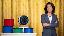 U.S. Secretary of Commerce Gina Raimondo looks on during a high-speed internet infrastructure announcement in the East Room of the White House in Washington, D.C., on June 26, 2023. U.S. Secretary of Commerce Gina Raimondo looks on during a high-speed internet infrastructure announcement in the East Room of the White House in Washington, D.C., on June 26, 2023.