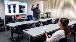 Andrew Roszak with the Institute for Childhood Preparedness conducts active shooter preparedness training for early childhood professionals at the Children&apos;s Cabinet Training Center on Saturday, July 15, 2023, in Las Vegas.