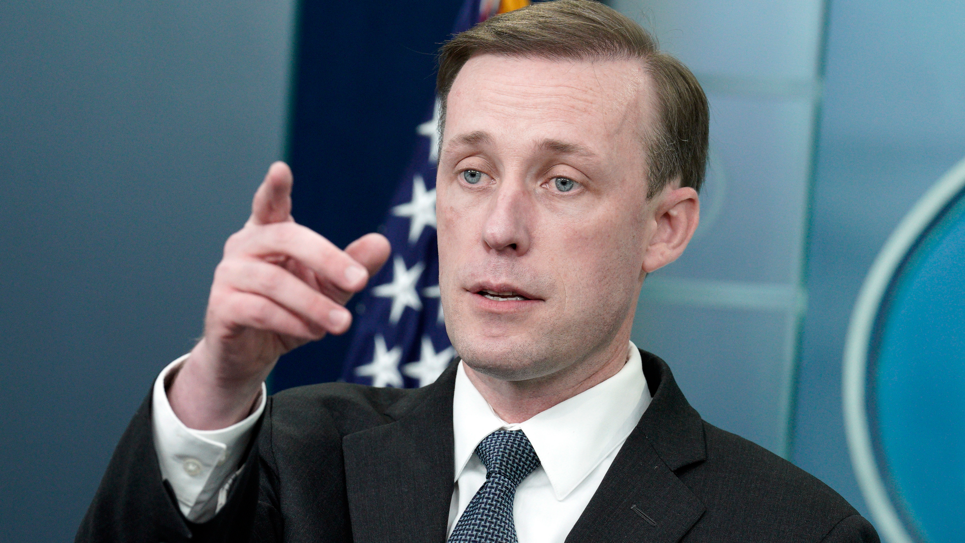 National security adviser Jake Sullivan speaks at a press briefing at the White House in Washington, D.C., on March 22, 2022.