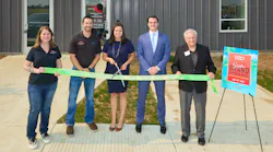 From left, Allegiant Office Manager Jessica Thibodeau, Allegiant President Mike Carli, Allegiant Vice President Jill Nottke, Endeavor Fire Protection CEO Robert Lane, and Valparaiso Chamber President Rex G. Richards attend a ribbon-cutting ceremony that welcomes Allegiant Fire Protection to the Valparaiso business community.