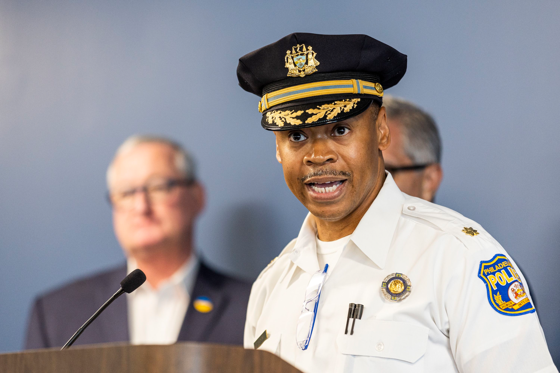 Ernest Ransom, commanding officer of homicide, provides updates on the mass shooting in the Kingsessing neighborhood of Philadelphia.