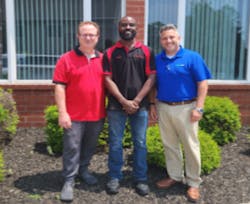 From left to right: Robert C. Oliveira - President of Advantage Alarms; Kasey Clairsaint - Rockland branch lead technician; Michael Alfano - CEO and Founder of greensite