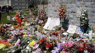 A memorial on the drill field placed after the Virginia Tech massacre