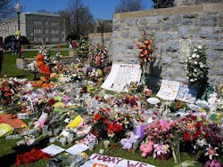 A memorial on the drill field placed after the Virginia Tech massacre A memorial on the drill field placed after the Virginia Tech massacre