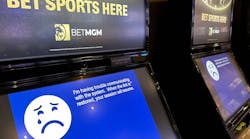 Betting kiosks at the sportsbook at MGM Grand in Las Vegas on Sept. 12, 2023. MGM Resorts International properties had a cybersecurity issue that thwarted credit card transactions and affected computerized systems.
