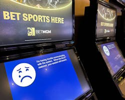 Betting kiosks at the sportsbook at MGM Grand in Las Vegas on Sept. 12, 2023. MGM Resorts International properties had a cybersecurity issue that thwarted credit card transactions and affected computerized systems. Betting kiosks at the sportsbook at MGM Grand in Las Vegas on Sept. 12, 2023. MGM Resorts International properties had a cybersecurity issue that thwarted credit card transactions and affected computerized systems.