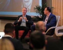 Lee Odess (right) conducts a fireside chat at ACS with Steve Van Till, president and founder of Brivo, about several topics important to the access control industry. Lee Odess (right) conducts a fireside chat at ACS with Steve Van Till, president and founder of Brivo, about several topics important to the access control industry.