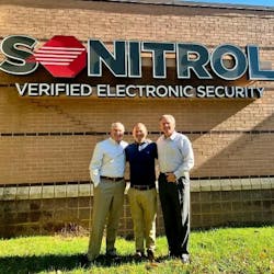 From left to right: Bill Price, Owner of Sonitrol of the Carolinas; Eric Garner, President of Pye-Barker&apos;s Alarm Division; and Wylie Fox, Owner of Sonitrol of the Carolinas.