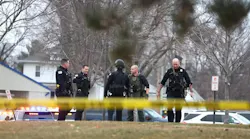 Police respond to a school shooting at the Perry Middle School and High School complex on Jan. 4, 2024, in Perry, Iowa. Students were returning to classes Thursday following the holiday break.