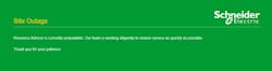 Outage message on Schneider Electric's Resource Advisor platform Source: BleepingComputer Outage message on Schneider Electric's Resource Advisor platform Source: BleepingComputer