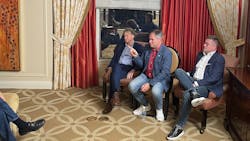 Avi Rosenthal (center), the new Chair of the Z-Wave Alliance, takes questions from the media along with Leon Kralj (left) and Wolfgang Kirsch of Z-Wave member company Shelly Group. Avi Rosenthal (center), the new Chair of the Z-Wave Alliance, takes questions from the media along with Leon Kralj (left) and Wolfgang Kirsch of Z-Wave member company Shelly Group.