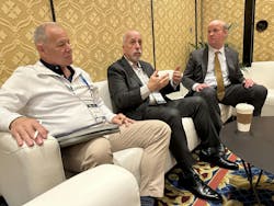 SIA Chairman Scott Dunn (center), SIA Executive Committee member Mike Mathes (left) and SIA CEO Don Erickson discuss the organization’s most recent market index, the specter of artificial intelligence, recruitment efforts and more with trade press at ISC West 2024. SIA Chairman Scott Dunn (center), SIA Executive Committee member Mike Mathes (left) and SIA CEO Don Erickson discuss the organization’s most recent market index, the specter of artificial intelligence, recruitment efforts and more with trade press at ISC West 2024.