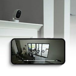 The myQ Smart Indoor Camera offers a 130&deg; wide-angle camera that captures every corner of your space, providing comprehensive monitoring at a glance through the myQ app.