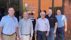 From left to right: Rod DiBona, COO of Pye-Barker's Sprinkler Division; Casey Milhorn, CEO and Co-owner at Allstar Fire Protection; Glenn Harris, Allstar Co-founder; Shannon Day, Allstar CFO; and Justin Merrick, VP at Pye-Barker, celebrate the partnership in Nashville. From left to right: Rod DiBona, COO of Pye-Barker's Sprinkler Division; Casey Milhorn, CEO and Co-owner at Allstar Fire Protection; Glenn Harris, Allstar Co-founder; Shannon Day, Allstar CFO; and Justin Merrick, VP at Pye-Barker, celebrate the partnership in Nashville.