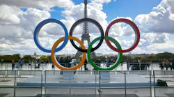 Olympic rings installed on the esplanade of Trocadero to commemorate the Olympic Games. Despite massive intelligence operations, swarms of armed police, and a vast suite of technology, security experts are still concerned about keeping the Paris Olympics safe for the more than 15 million spectators expected.