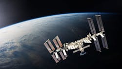 ISS over the planet Earth. Elements of this image furnished by NASA. ISS over the planet Earth. Elements of this image furnished by NASA.