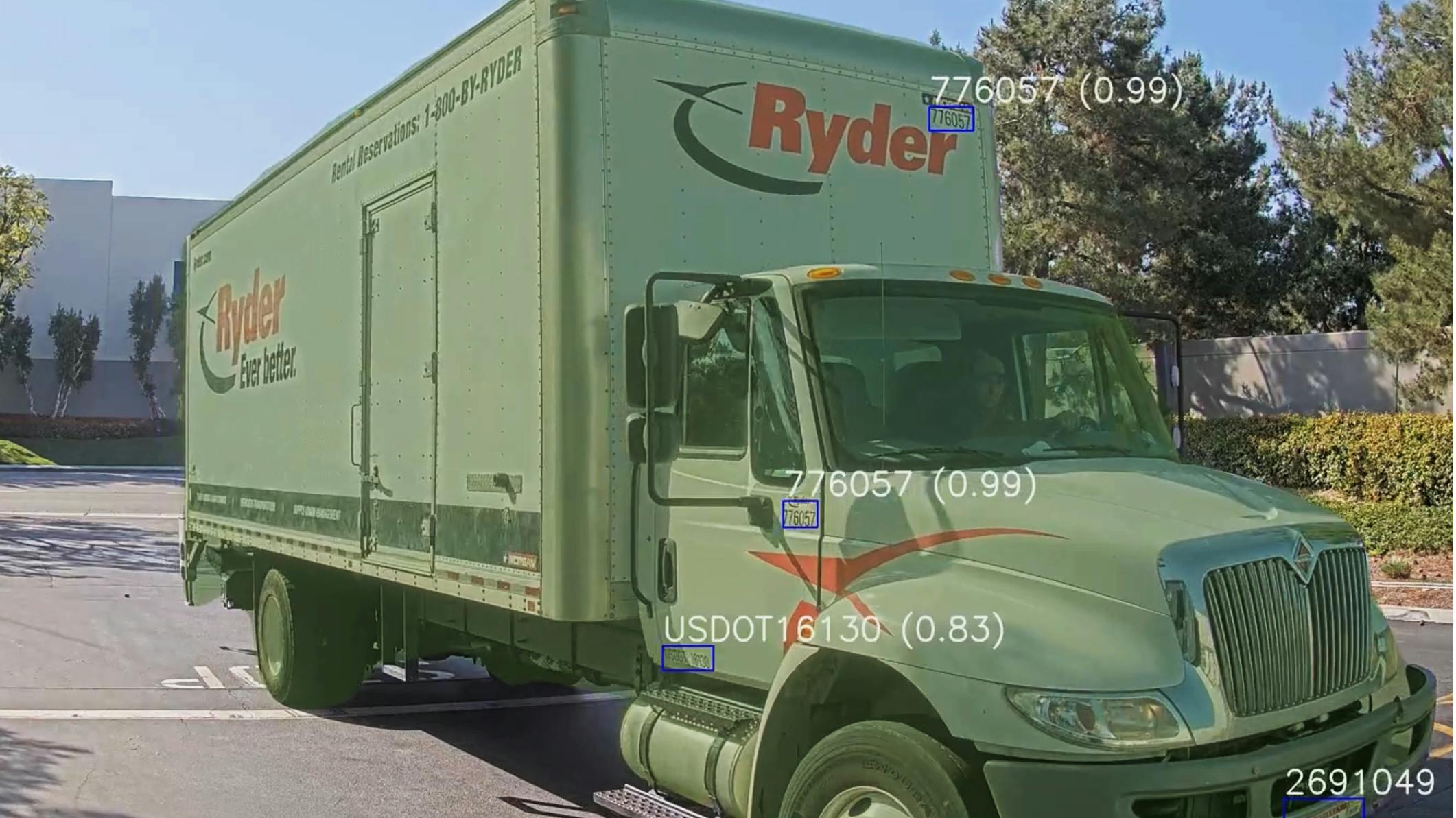 Terminal&rsquo;s AI-powered computer-vision technology automatically indexes and analyzes identifying information from a Ryder truck approaching a guard gate during a pilot program at a Ryder e-commerce warehouse yard in the City of Industry, Calif.