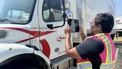 Terminal's AI-powered computer-vision technology loaded on mobile tablets auto-captures available inventory at a Ryder truck rental and maintenance yard in the Dallas-Fort Worth area. Terminal's AI-powered computer-vision technology loaded on mobile tablets auto-captures available inventory at a Ryder truck rental and maintenance yard in the Dallas-Fort Worth area.