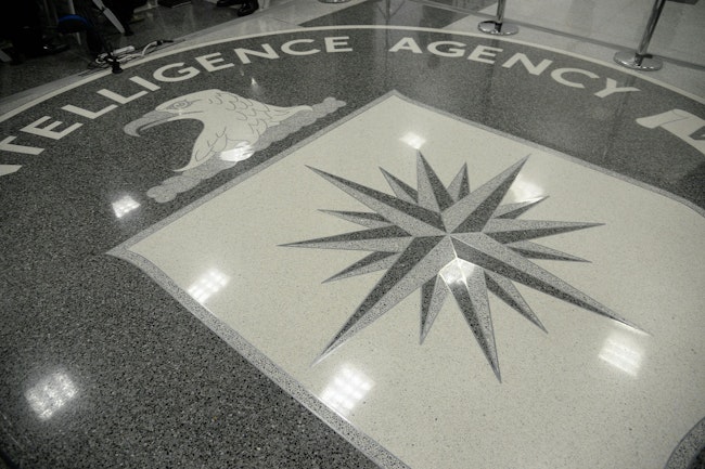 The seal of the Central Intelligence Agency is seen on the floor at CIA headquarters, Jan. 21, 2017, in Langley, Va.