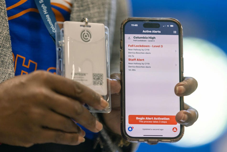 The Centegix Crisis Alert System is used during a demonstration at Columbia High School in Decatur on Thursday, Aug.3, 2023. The Centegix Crisis Alert System is used during a demonstration at Columbia High School in Decatur on Thursday, Aug.3, 2023.