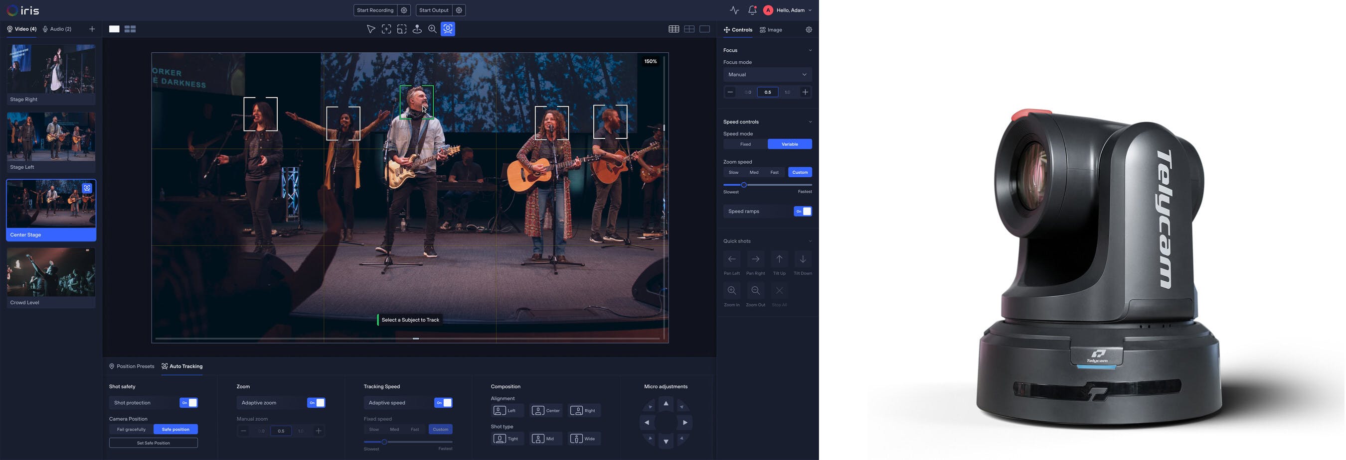 66df1c9687ceea2b94880d56 Iris User Interface With Telycam Explore Se Camera
