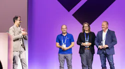 Filip Kaliszan, CEO of Verkada, with Verkada's 2024 Safety Champions: Steve Camsey (Left), Jamie Lewsadder (Center), and Lieutenant Ben Jones (Right).