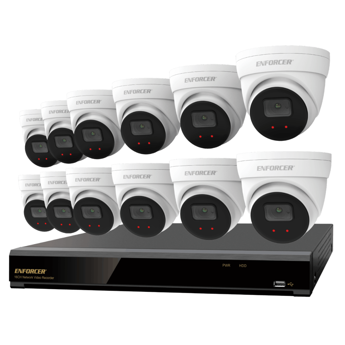 Contains 4K 16-channel NVR, 12 IP 5MP cameras, and 4TB HDD.