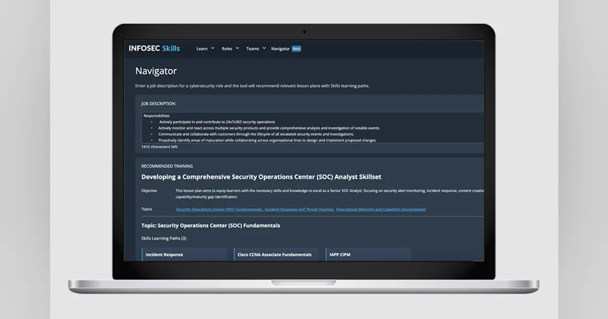 Infosec launches Skills Navigator to simplify cybersecurity training Infosec launches Skills Navigator to simplify cybersecurity training