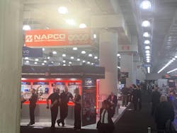 NAPCO's booth was set up to catch the eye of attendees as they stepped off of the elevator and onto the show floor. NAPCO's booth was set up to catch the eye of attendees as they stepped off of the elevator and onto the show floor.