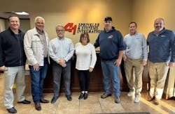 From left to right: Pye-Barker’s Wayne Lisle and Jay Strickland; A1 President Bill Hausmann, Martha Hausmann and General Manager Shawn Kelly; and Pye-Barker EVP Rod DiBona and VP Justin Merrick. From left to right: Pye-Barker’s Wayne Lisle and Jay Strickland; A1 President Bill Hausmann, Martha Hausmann and General Manager Shawn Kelly; and Pye-Barker EVP Rod DiBona and VP Justin Merrick.